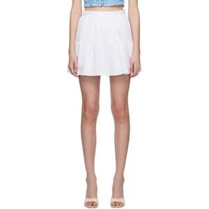 NWT Staud Mini Sea Skirt White Cotton Poplin Tiered A-Line Cottagecore Prairie 8